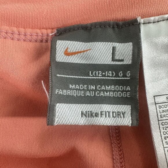 Nike Fit Dry L Coral & White Striped Tennis Skirt With Built-In Shorts - Picture 3 of 11